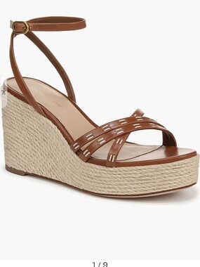 Veronica Beard Philene Platform Wedge Sandals Espadrille Caramel 9 M. 375$